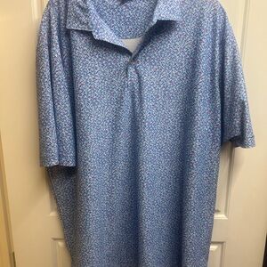 Peter Millar Summer Comfort Blue Floral Polo Size XL